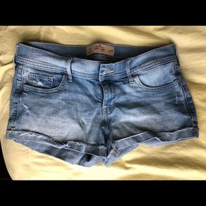Hollister Light Blue Jean Distressed Short-Shorts